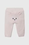 Бавовняні штани для немовлят United Colors of Benetton колір рожевий з аплікацією