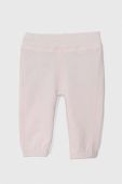 Бавовняні штани для немовлят United Colors of Benetton колір рожевий з аплікацією