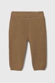 Бавовняні штани для немовлят United Colors of Benetton колір коричневий з аплікацією