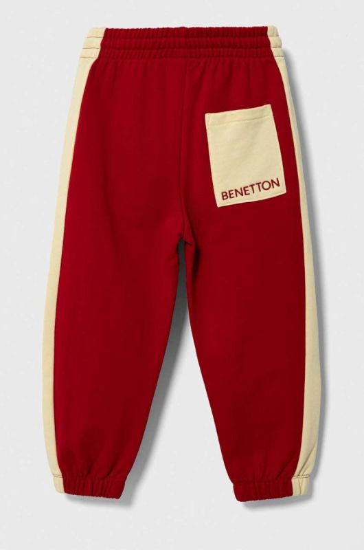 Дитячі бавовняні штани United Colors of Benetton колір червоний візерунок фото 2
