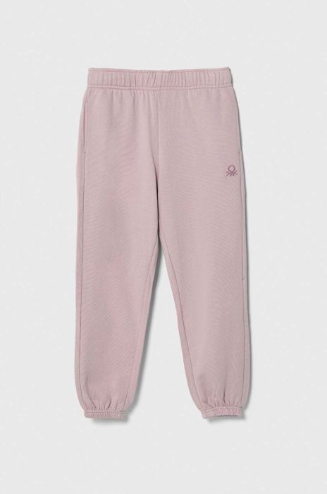 Дитячі бавовняні штани United Colors of Benetton x Disney колір фіолетовий з принтом (3548795)