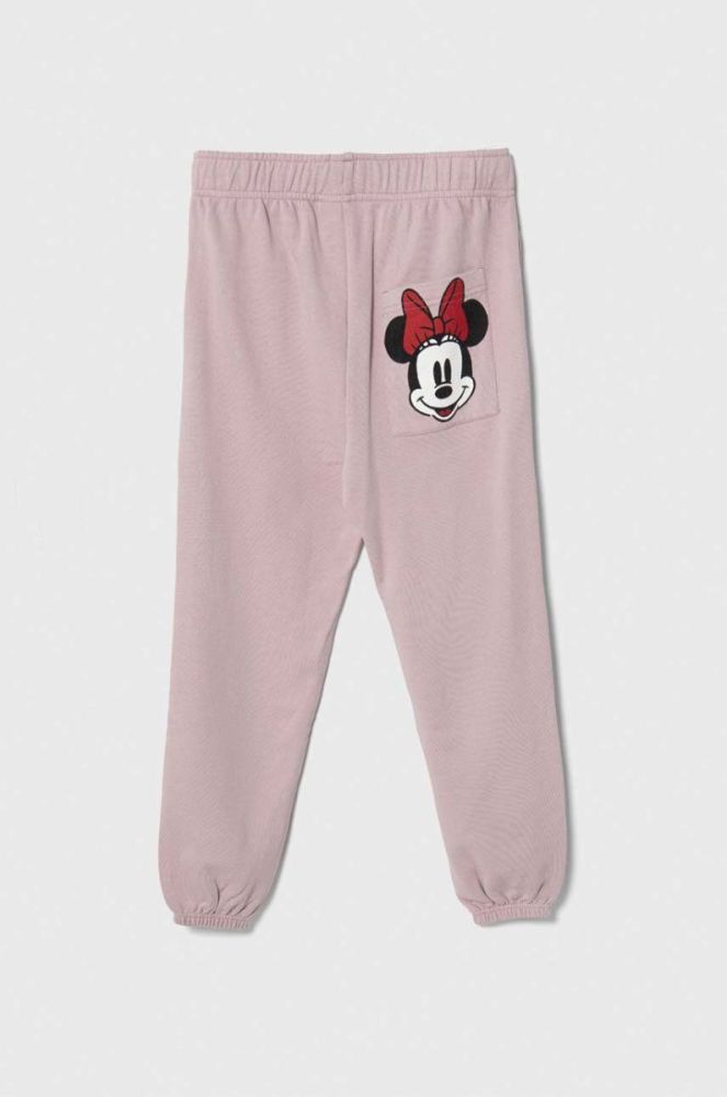 Дитячі бавовняні штани United Colors of Benetton x Disney колір фіолетовий з принтом (3548795) фото 2