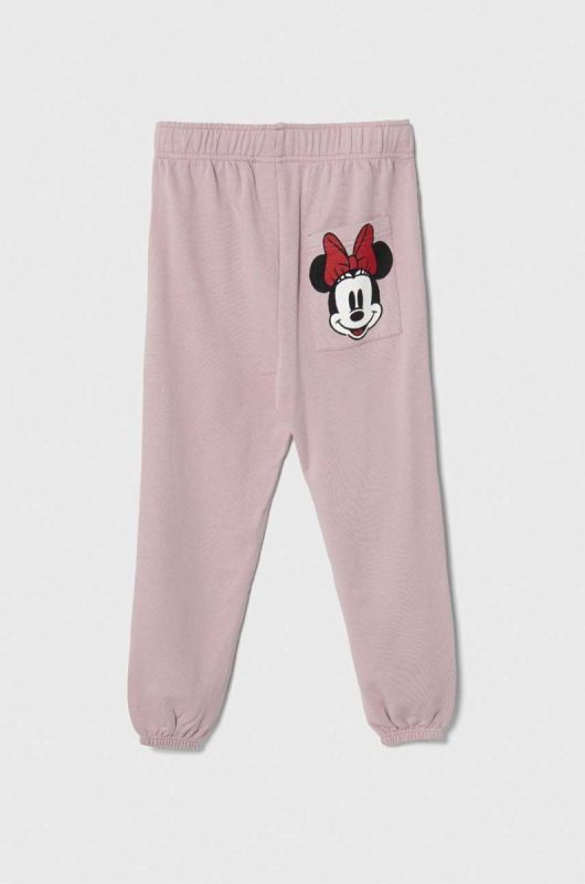 Дитячі бавовняні штани United Colors of Benetton x Disney колір фіолетовий з принтом (3548795) фото 2