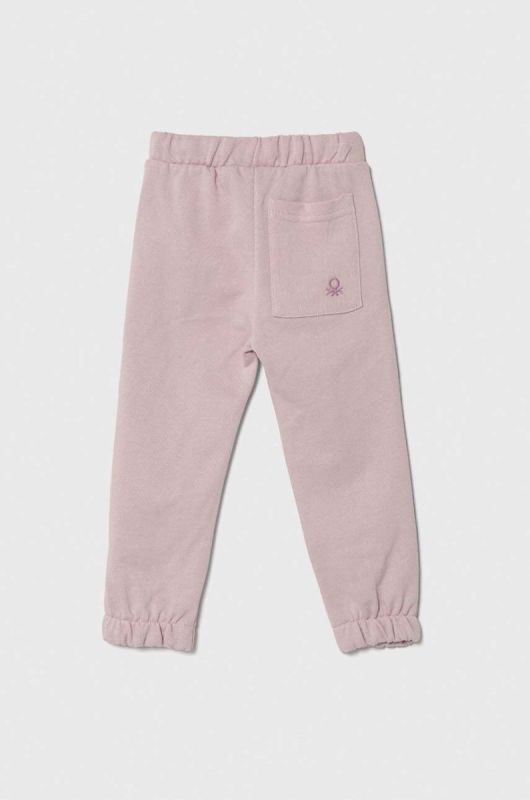 Дитячі бавовняні штани United Colors of Benetton x Disney колір фіолетовий з принтом (3549308) фото 2