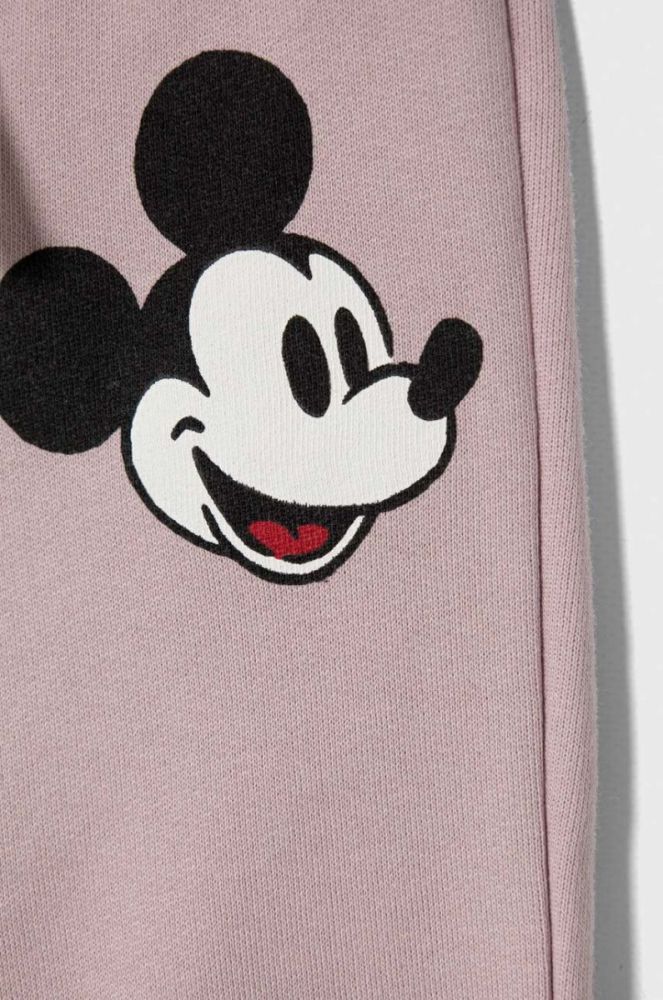 Дитячі бавовняні штани United Colors of Benetton x Disney колір фіолетовий з принтом (3549308) фото 3