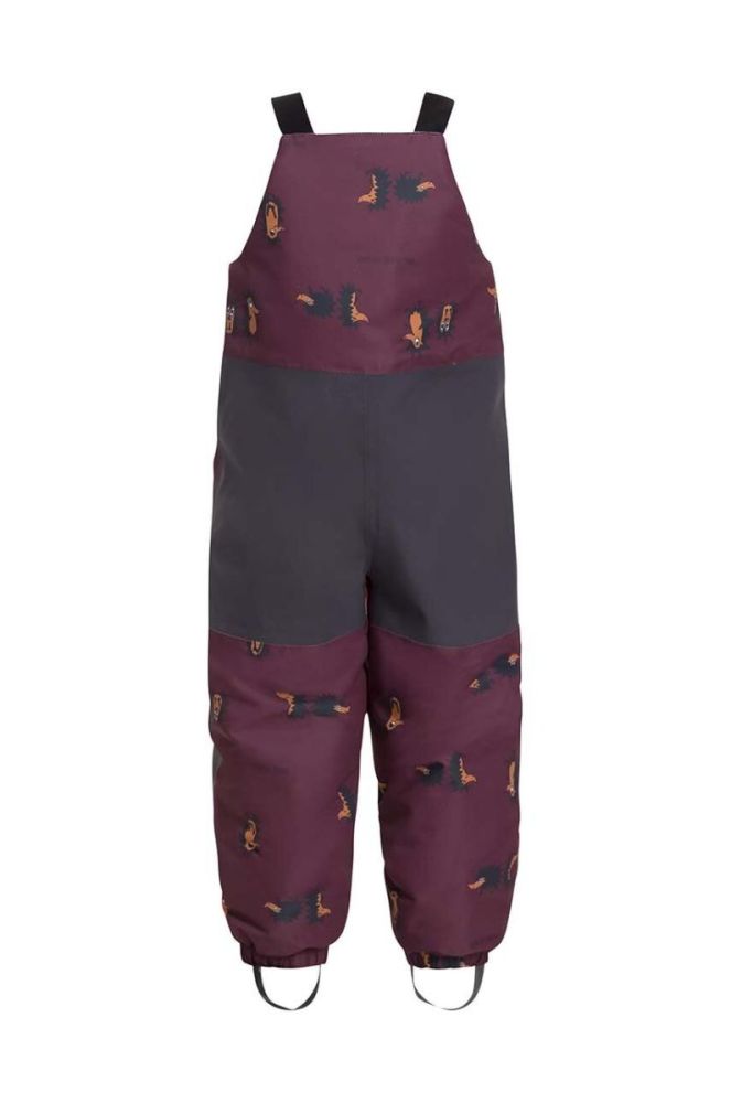 Дитячі штани для зимових видів спорту Jack Wolfskin GLEEL 2L INS PRINT BIB колір бордовий фото 2