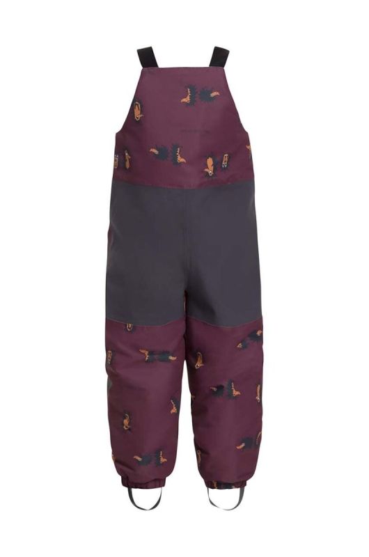 Дитячі штани для зимових видів спорту Jack Wolfskin GLEEL 2L INS PRINT BIB колір бордовий фото 2