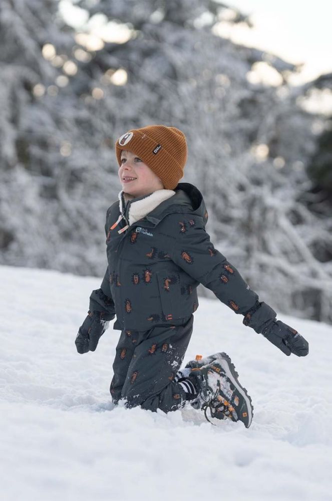 Дитячі штани для зимових видів спорту Jack Wolfskin GLEEL 2L INS PRINT BIB колір сірий фото 3