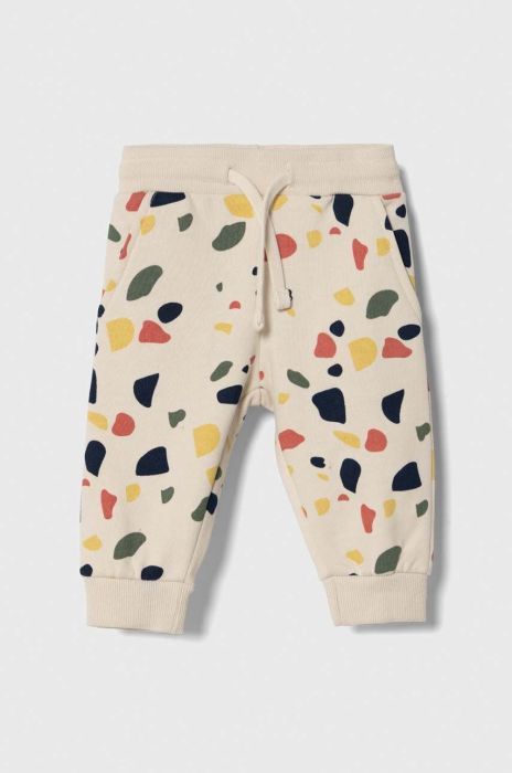 Бавовняні штани для немовлят zippy колір сірий візерунок