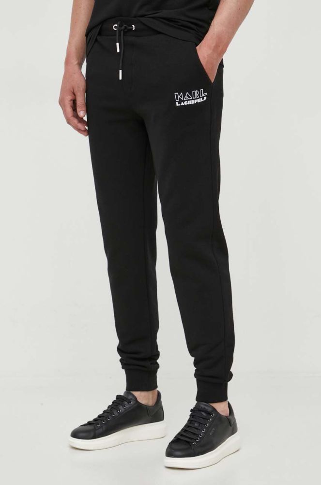 Спортивні штани Karl Lagerfeld колір чорний однотонні