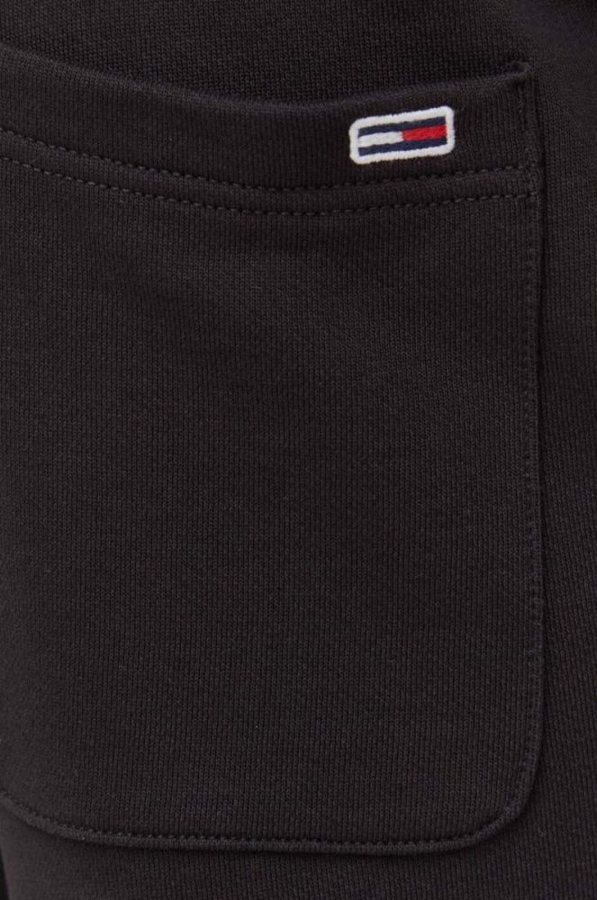Бавовняні штани Tommy Jeans колір чорний однотонні фото 4