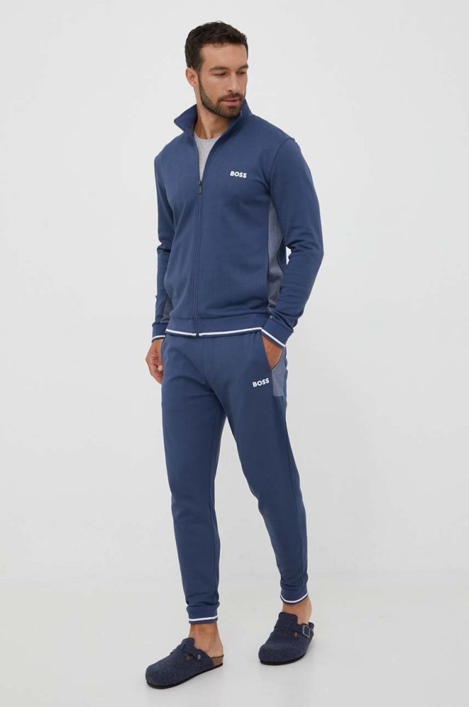 Спортивні штани BOSS з аплікацією колір блакитний