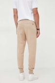 Штани з домішкою вовни BOSS колір бежевий меланж