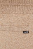 Штани з домішкою вовни BOSS колір бежевий меланж