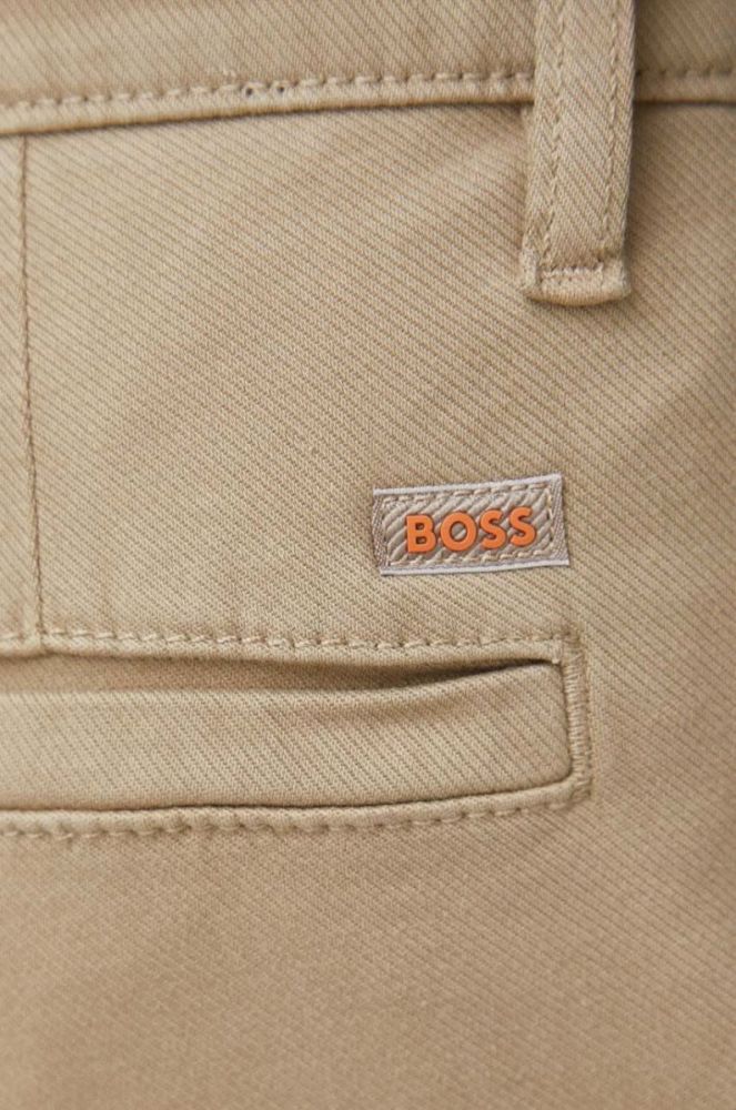Штани Boss Orange BOSS ORANGE чоловічі колір бежевий облягаючі фото 4