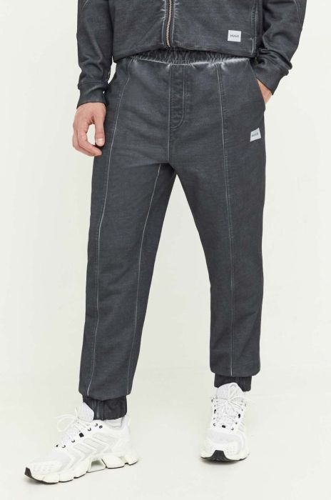 Бавовняні спортивні штани HUGO колір сірий однотонні (3379704)