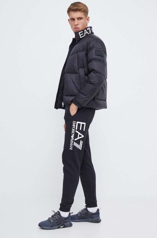 Бавовняні спортивні штани EA7 Emporio Armani колір чорний з принтом (3551284) фото 2