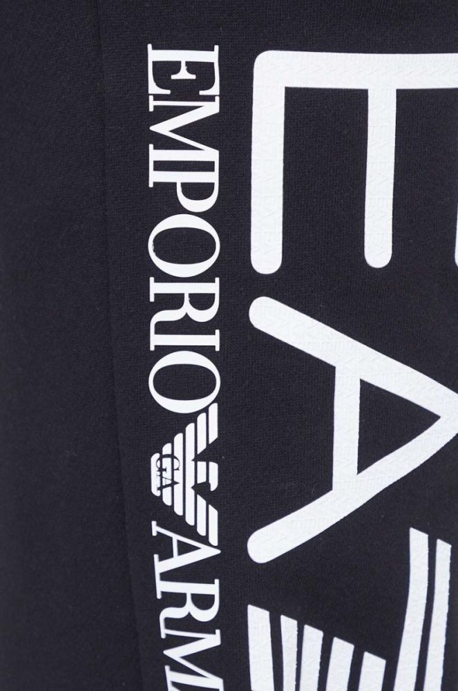 Бавовняні спортивні штани EA7 Emporio Armani колір чорний з принтом (3551284) фото 4