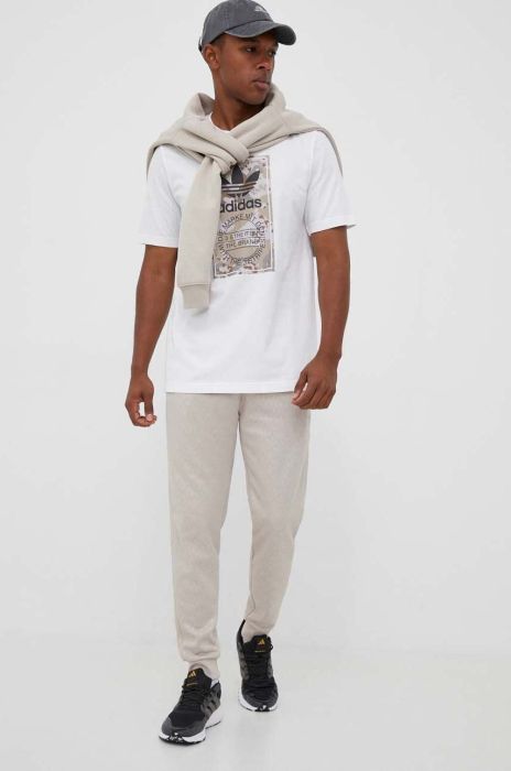 Спортивні штани adidas Originals колір бежевий візерунок