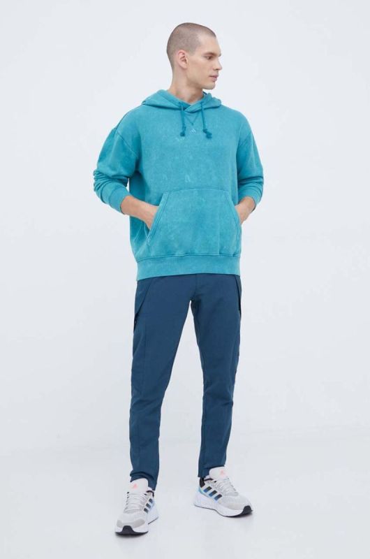 Штани adidas чоловічі колір бірюзовий облягаюче фото 2