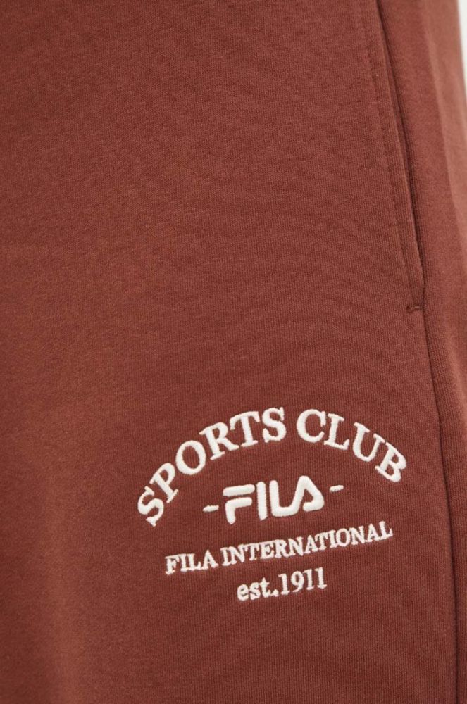 Спортивні штани Fila колір коричневий однотонні фото 4