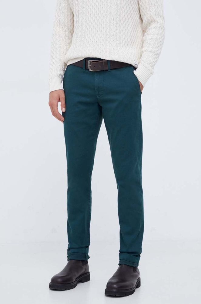 Штани Pepe Jeans чоловічі колір зелений фасон chinos