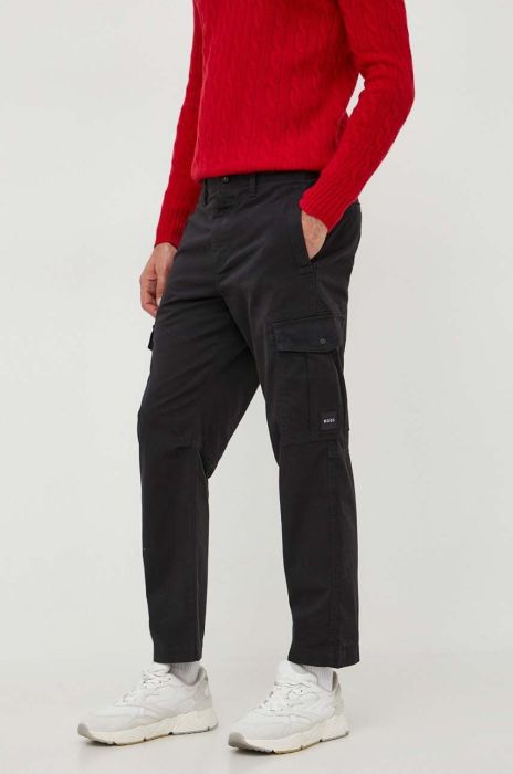 Штани Boss Orange BOSS ORANGE чоловічі колір чорний фасон cargo