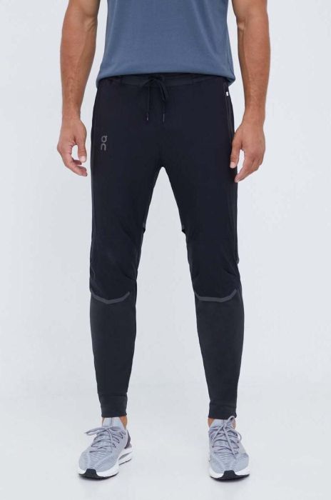 Штани для бігу On-running колір чорний з аплікацією