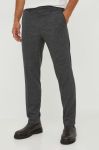 Штани з домішкою вовни BOSS колір сірий облягаюче