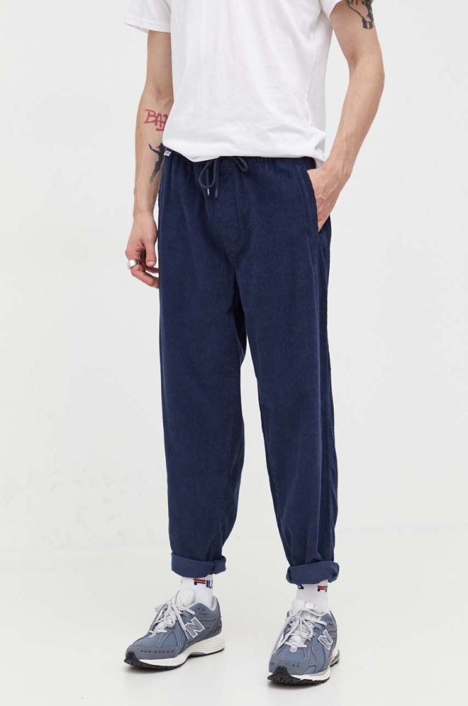 Бавовняні штани Tommy Jeans колір синій пряме