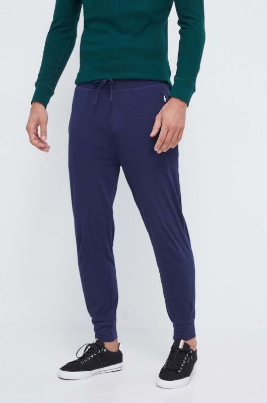 Бавовняні штани лаунж Polo Ralph Lauren колір синій однотонні фото 2