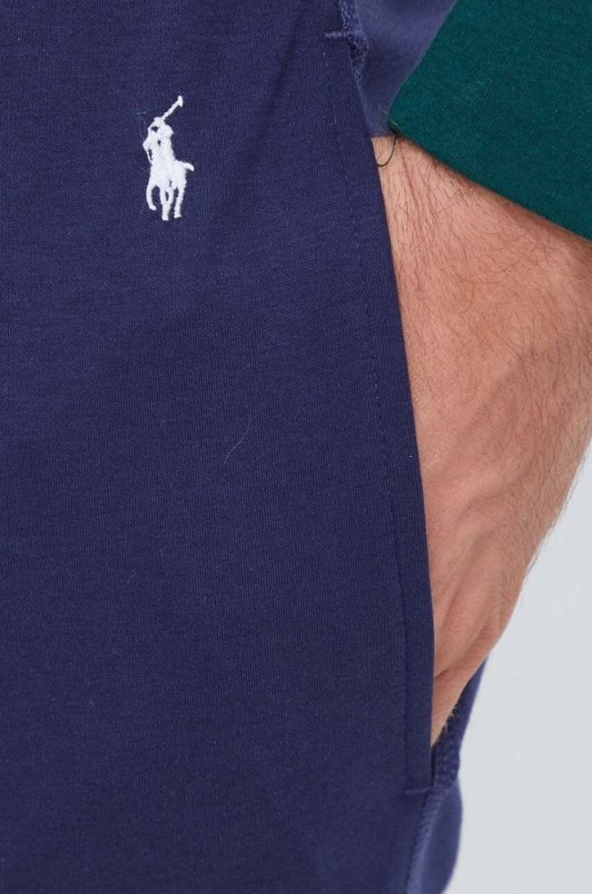 Бавовняні штани лаунж Polo Ralph Lauren колір синій однотонні фото 4