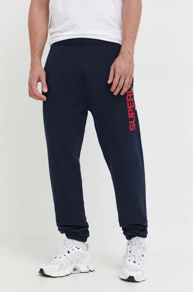 Спортивні штани Superdry колір синій з принтом