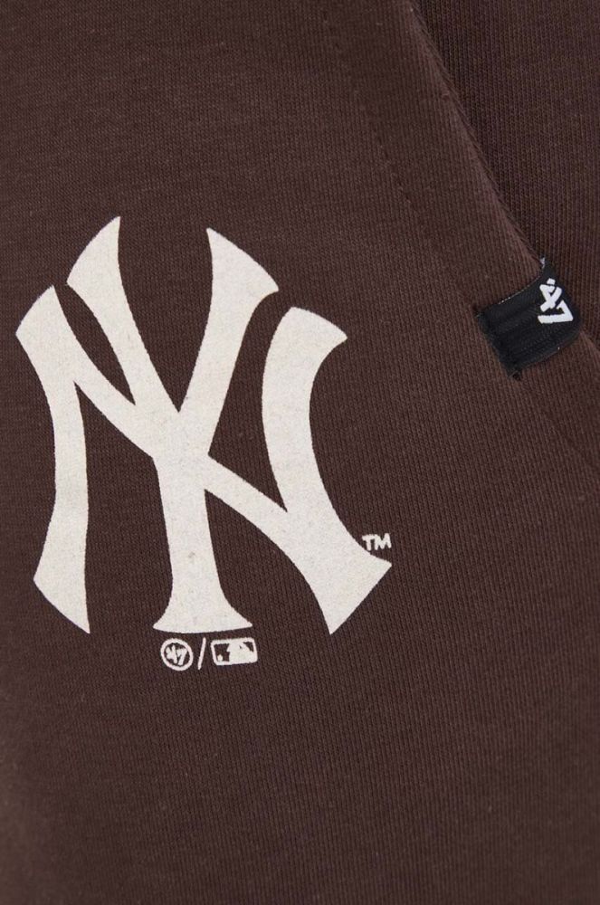 Спортивні штани 47brand MLB New York Yankees колір коричневий з принтом фото 4