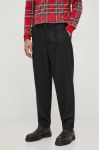 Штани з домішкою вовни Barbour колір чорний пряме