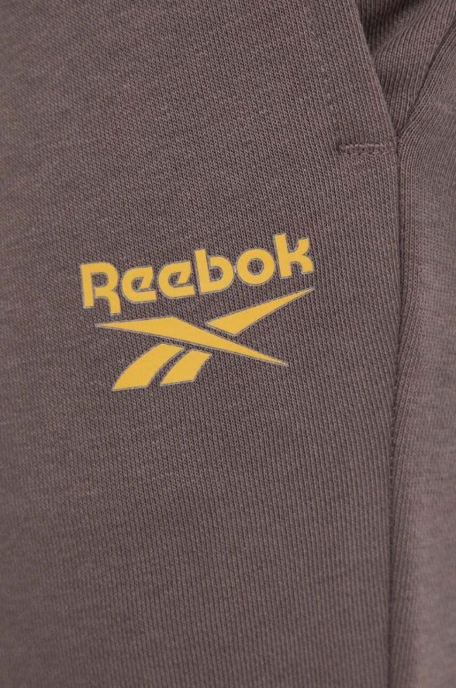 Спортивні штани Reebok колір коричневий однотонні фото 4