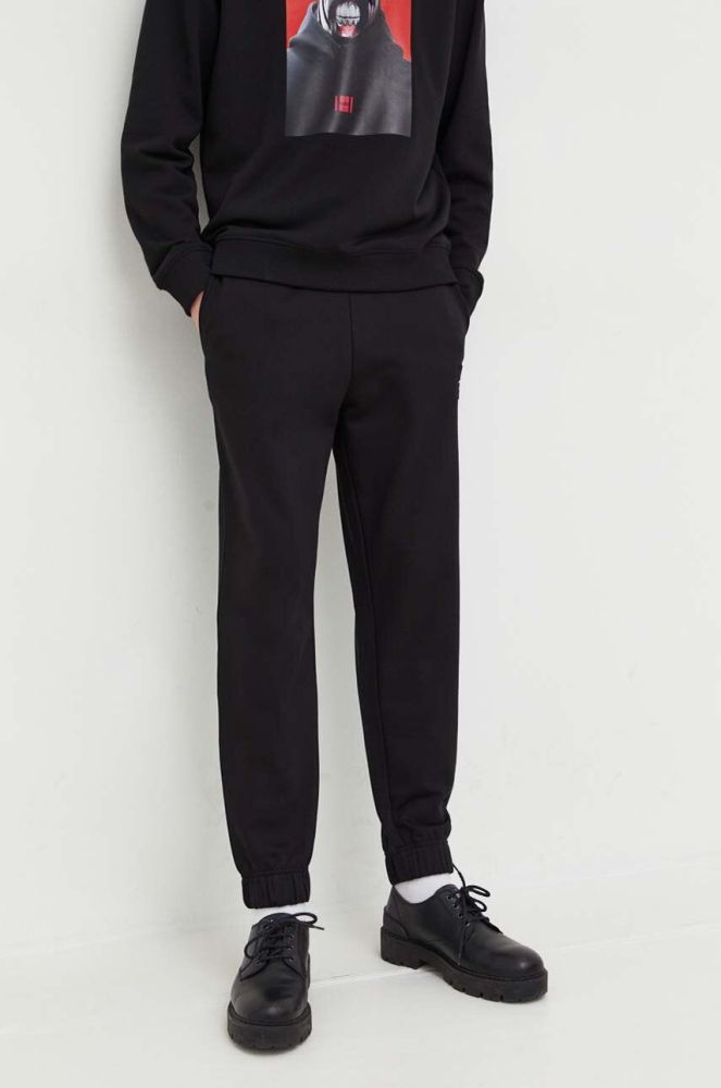 Бавовняні спортивні штани HUGO колір чорний однотонні (3486630)