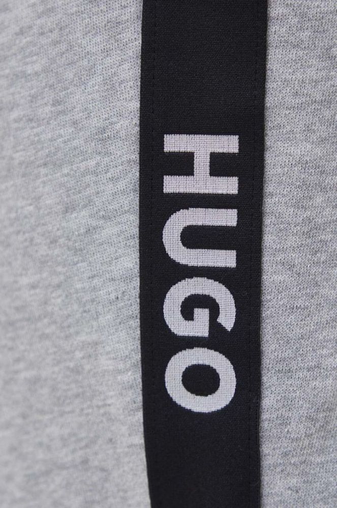 Бавовняні штани лаунж HUGO колір сірий з аплікацією фото 4
