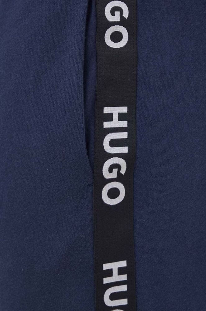 Бавовняні штани лаунж HUGO з аплікацією колір блакитний фото 5