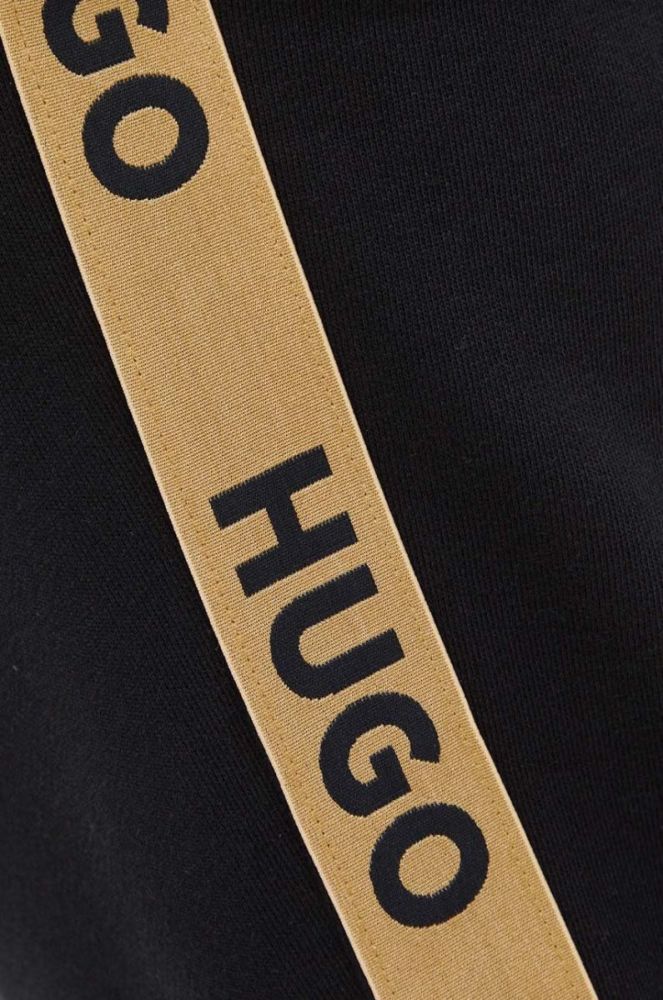 Бавовняні штани лаунж HUGO колір чорний з аплікацією (3501263) фото 4