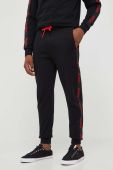 Бавовняні штани лаунж HUGO колір чорний з аплікацією (3501215)