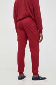 Бавовняні штани лаунж HUGO колір бордовий однотонні