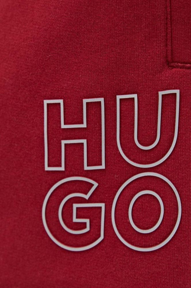Бавовняні штани лаунж HUGO колір бордовий однотонні фото 4