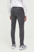 Вовняні штани HUGO колір сірий облягаюче (3586177)