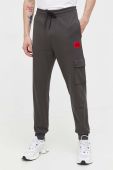 Бавовняні спортивні штани HUGO колір сірий однотонні (3508174)