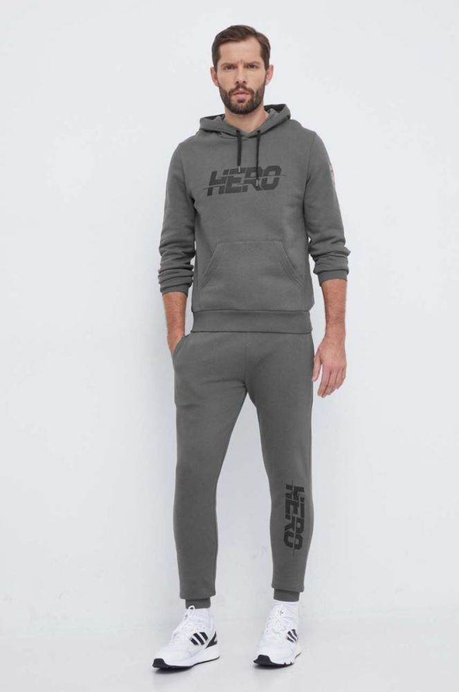 Бавовняні спортивні штани Rossignol HERO колір сірий з принтом фото 2