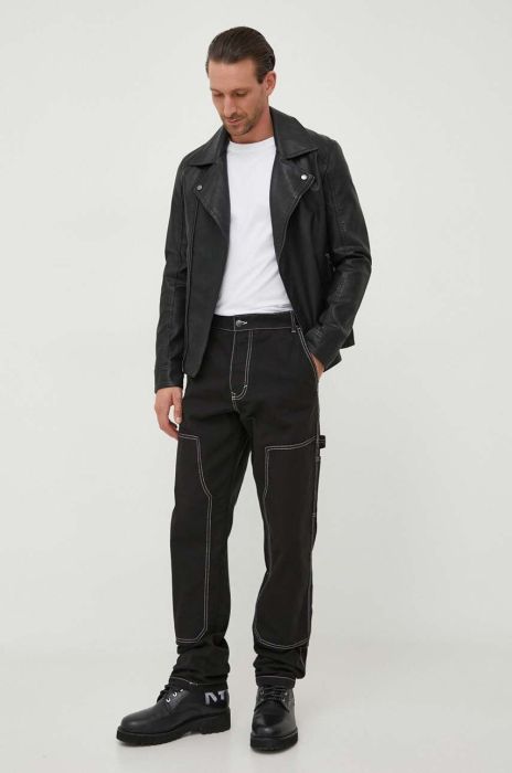 Бавовняні штани United Colors of Benetton колір чорний пряме