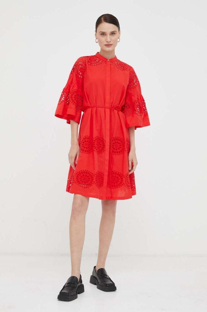 Бавовняна сукня Bruuns Bazaar колір червоний mini oversize