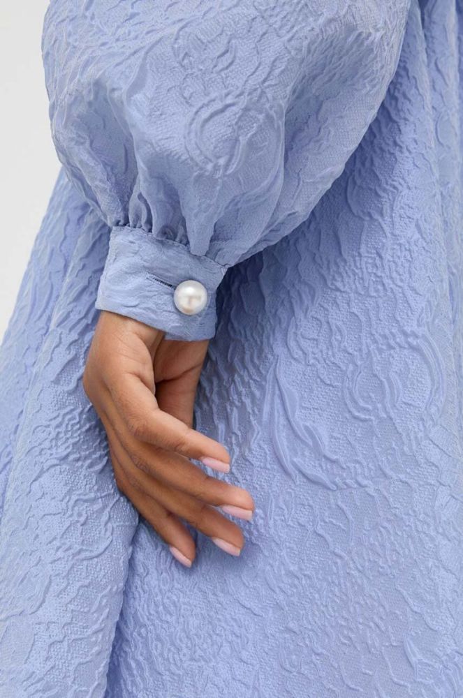 Сукня Custommade mini розкльошена колір блакитний фото 8