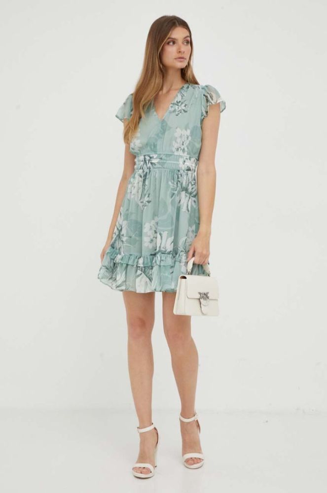 Сукня Guess колір зелений mini розкльошена (3451186) фото 2